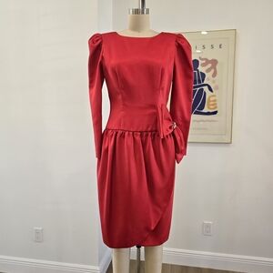 Vintage Party Red Dress with Bow Detail